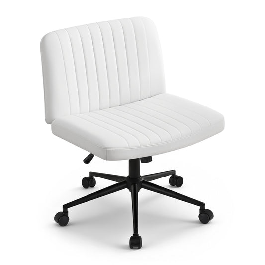 Artiss Office Chair Criss Cross Wheels Height Adjustable PU White