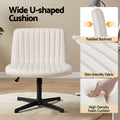 Artiss Criss Cross Office Chair Beige Fabric Armless Height Adjustable