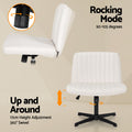 Artiss Criss Cross Office Chair Beige Fabric Armless Height Adjustable