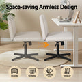 Artiss Criss Cross Office Chair Beige Fabric Armless Height Adjustable