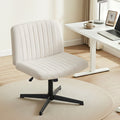 Artiss Criss Cross Office Chair Beige Fabric Armless Height Adjustable