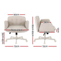 Artiss Criss Cross Legged Office Chair PU with Wheels Adjustable Armrests Beige