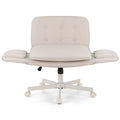 Artiss Criss Cross Legged Office Chair PU with Wheels Adjustable Armrests Beige