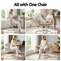 Artiss Criss Cross Legged Office Chair PU with Wheels Adjustable Armrests Beige