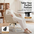Artiss Criss Cross Legged Office Chair PU with Wheels Adjustable Armrests Beige