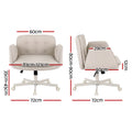 Artiss Criss Cross Office Chair Beige PU Leather Swivel Adjustable