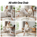 Artiss Criss Cross Office Chair Beige PU Leather Swivel Adjustable