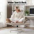 Artiss Criss Cross Office Chair Beige PU Leather Swivel Adjustable