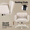 Artiss Criss Cross Office Chair Beige PU Leather Swivel Adjustable