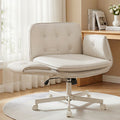 Artiss Criss Cross Office Chair Beige PU Leather Swivel Adjustable