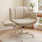 Artiss Cross Legged Office Chair PU Leather Swivel Vanity Chair Wide Seat Adjustable Arms Beige