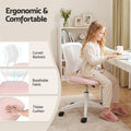 Artiss Ergonomic Office Chair Armless Study Chair Height Adjustable for Girls Boys Teens Pink