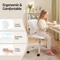 Artiss Ergonomic Office Chair Armless Study Chair Height Adjustable for Girls Boys Teens White