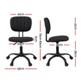 Artiss Armless Office Chair with Wheels, Ergonomic 360° Swivel Home Office Desk Chair, Height Adjustable Computer Task Chair with Fabric Back and Seat for Small Space, Black