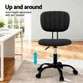 Artiss Armless Office Chair Black Ergonomic Fabric Computer Desk