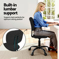 Artiss Armless Office Chair Black Ergonomic Fabric Computer Desk