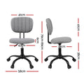 Artiss Armless Office Chair with Wheels, Ergonomic 360° Swivel Home Office Desk Chair, Height Adjustable Computer Task Chair with Fabric Back and Seat for Small Space, Grey
