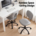 Artiss Armless Office Chair with Wheels, Ergonomic 360° Swivel Home Office Desk Chair, Height Adjustable Computer Task Chair with Fabric Back and Seat for Small Space, Grey