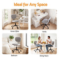 Artiss Armless Office Chair with Wheels, Ergonomic 360° Swivel Home Office Desk Chair, Height Adjustable Computer Task Chair with Fabric Back and Seat for Small Space, Grey