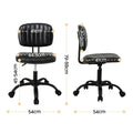 Artiss Armless Office Chair with Wheels, Ergonomic PU Leather Office Desk Chair, Height Adjustable 360° Swivel Computer Task Chair for Home Office, Study Room & Small Space, Black