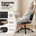 Artiss Armless Office Chair with Wheels, Ergonomic PU Leather Office Desk Chair, Height Adjustable 360° Swivel Computer Task Chair for Home Office, Study Room & Small Space, Black