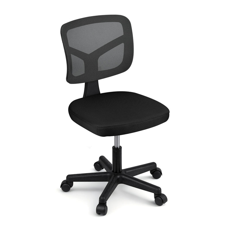 Artiss Armless Office Chair Black Fabric Ergonomic Swivel Desk Task