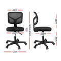 Artiss Armless Office Chair Black Fabric Ergonomic Swivel Desk Task