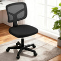 Artiss Armless Office Chair Black Fabric Ergonomic Swivel Desk Task