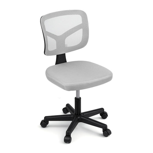 Artiss Armless Office Chair Grey Fabric Height Adjustable Swivel Desk