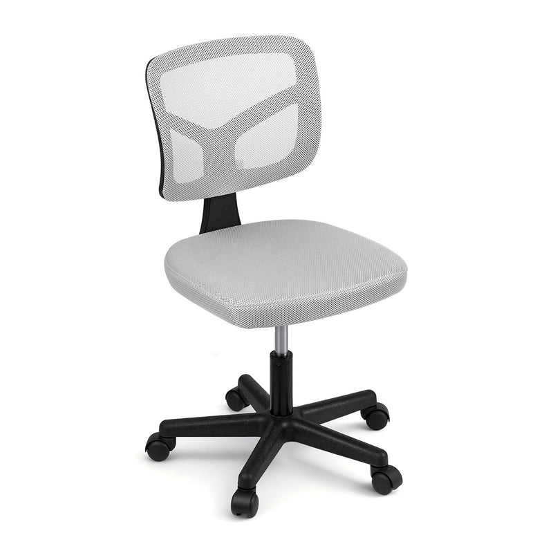 Artiss Armless Office Chair Grey Fabric Height Adjustable Swivel Desk