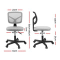 Artiss Armless Office Chair Grey Fabric Height Adjustable Swivel Desk