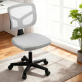 Artiss Armless Office Chair Grey Fabric Height Adjustable Swivel Desk