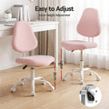Artiss Armless Office Chair Ergonomic Soft Fleece Height Adjustable Vanity Desk Chair Pink