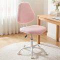 Artiss Armless Office Chair Ergonomic Soft Fleece Height Adjustable Vanity Desk Chair Pink