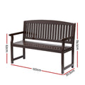Gardeon Wooden Garden Bench 2 Seater Brown Patio Lounge Chair