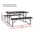 Gardeon 3 Piece Outdoor Dining Set HDPE Bench Lounge Patio