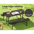 Gardeon 3 Piece Outdoor Dining Set HDPE Bench Lounge Patio