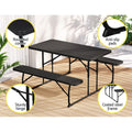 Gardeon 3 Piece Outdoor Dining Set HDPE Bench Lounge Patio