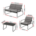 Gardeon 4PC Outdoor Sofa Set Textilene Patio Furniture Cushion