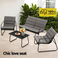 Gardeon 4PC Outdoor Sofa Set Textilene Patio Furniture Cushion