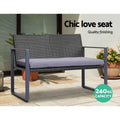 Gardeon 4pc Outdoor Sofa Rattan Furniture Set Glass Table Black