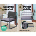 Gardeon 4pc Outdoor Sofa Rattan Furniture Set Glass Table Black