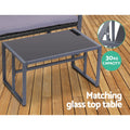 Gardeon 4pc Outdoor Sofa Rattan Furniture Set Glass Table Black
