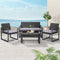 Gardeon 4pc Outdoor Sofa Rattan Furniture Set Glass Table Black