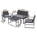 Gardeon 4pc Outdoor Rattan Sofa Set Black w/ Storage Cover