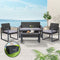 Gardeon 4pc Outdoor Rattan Sofa Set Black w/ Storage Cover