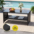 Gardeon 4-Piece Outdoor Sofa Set Coffee Table Chair Rattan Furniture Black