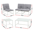 Gardeon 5-Piece Outdoor Sofa Set with Cushions table and Chairs White