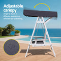 Gardeon 3 Seater Swing Chair Bench White Canopy Cushion Wood