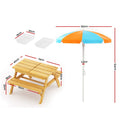 Keezi Kids Picnic Table Chairs Umbrella Sand Water Pit Set